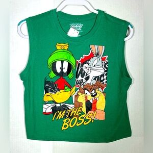 NWT Looney Tunes Shrit Women’s Size Small Sleeveless Green Teal I’m The Boss